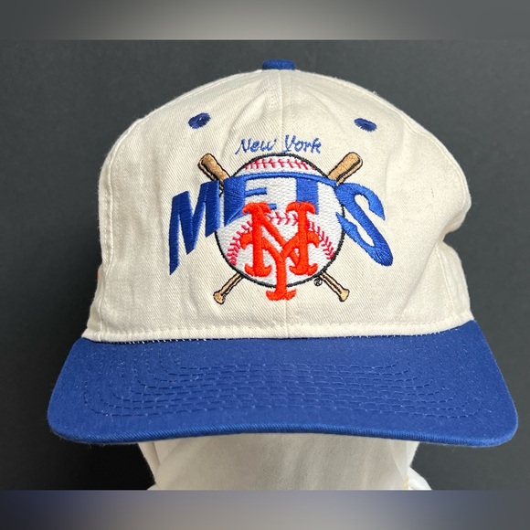 Vintage 1 Apparel New York Mets 2 Bat Logo Snapback Hat Made In USA RARE